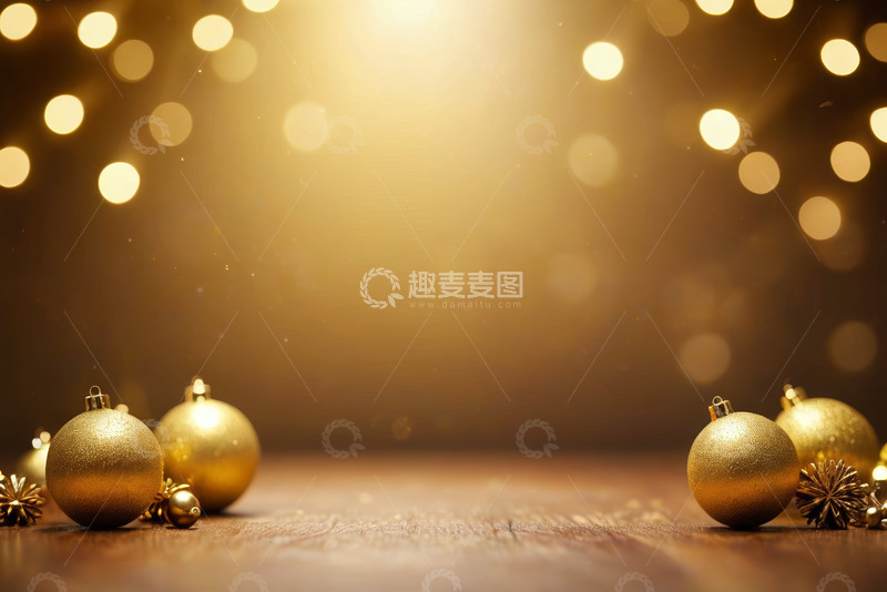 高清大图下载【趣麦麦图】金色圣诞装饰特写