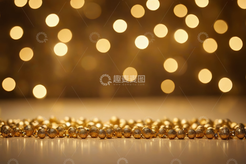 高清大图下载【趣麦麦图】金色珠链与光斑背景装饰素材