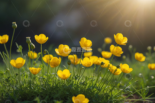 阳光下绽放的黄色野花