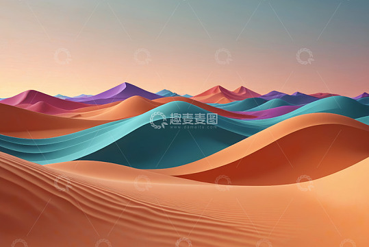 彩色沙丘自然风光画面