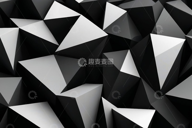 高清大图下载【趣麦麦图】黑白几何三角形背景图案