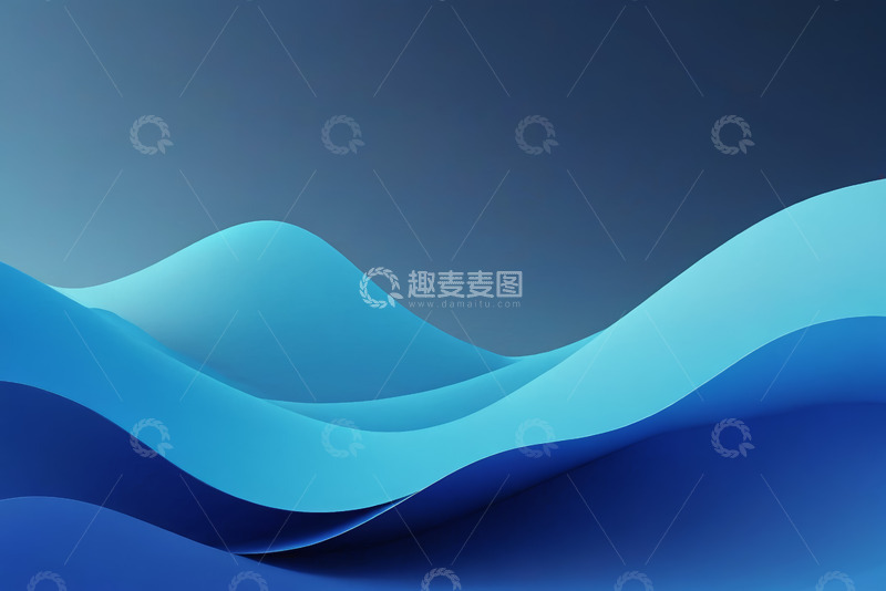 高清大图下载【趣麦麦图】蓝色抽象波浪背景素材
