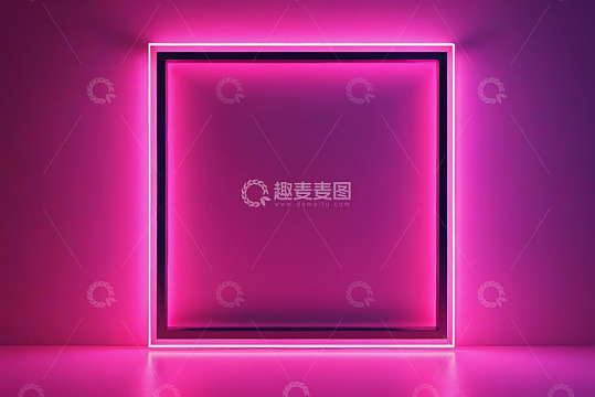 紫色背景霓虹发光方形场景