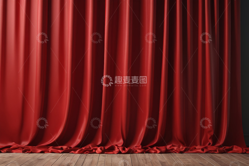 高清大图下载【趣麦麦图】舞台红色幕布背景素材