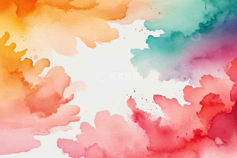 高清大图下载【趣麦麦图】多彩水彩晕染艺术背景