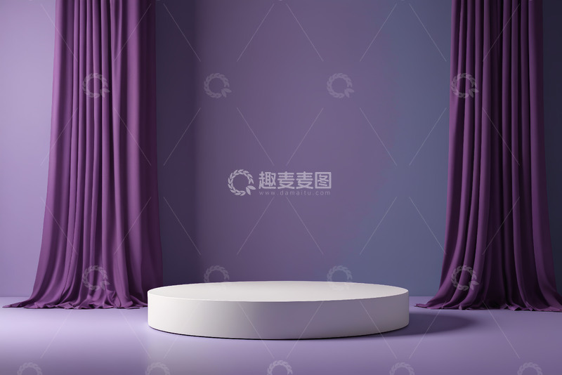 高清大图下载【趣麦麦图】紫色背景圆形舞台展示台