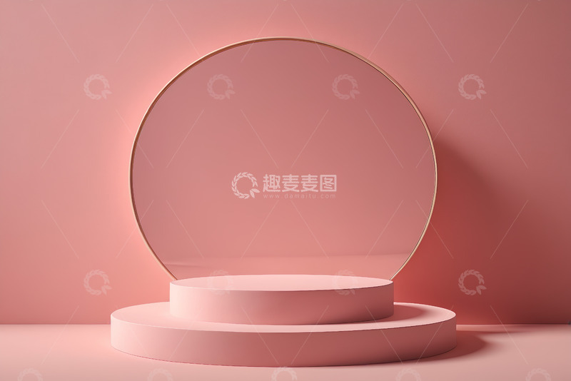 高清大图下载【趣麦麦图】粉色背景圆形产品展示台