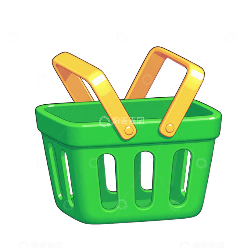 高清大图下载【趣麦麦图】卡通绿色购物篮图标