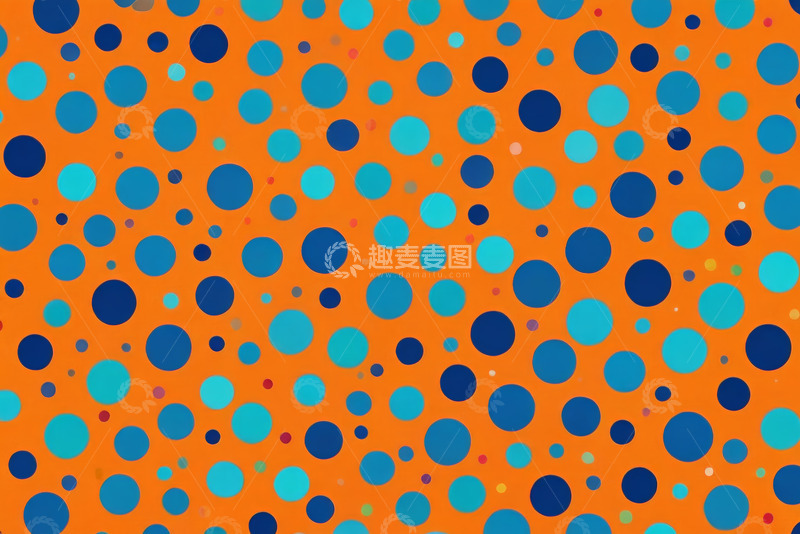 高清大图下载【趣麦麦图】橙色背景蓝色圆点图案