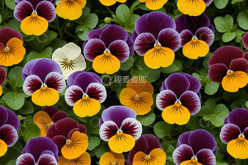 高清大图下载【趣麦麦图】多彩三色堇花卉特写