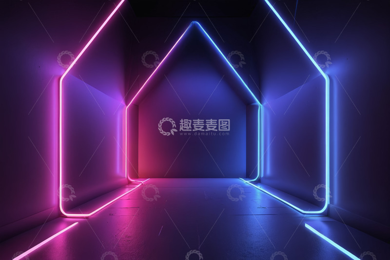 高清大图下载【趣麦麦图】霓虹灯光装饰的室内空间