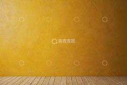 黄色墙面搭配木质地板背景