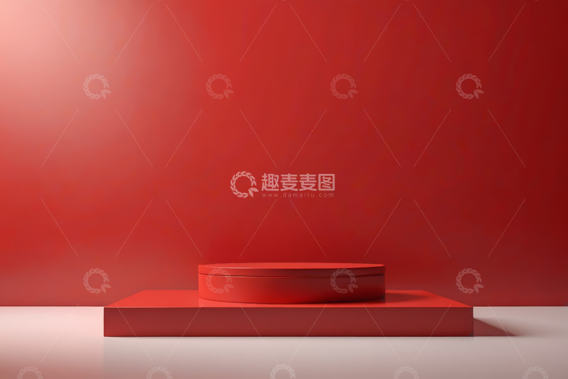 高清大图下载【趣麦麦图】红色背景展示台