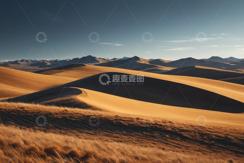 高清大图下载【趣麦麦图】广袤沙漠连绵沙丘自然风光