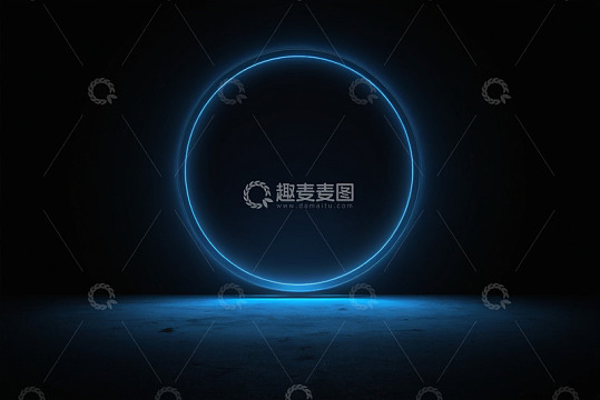 黑色背景蓝色发光圆环素材