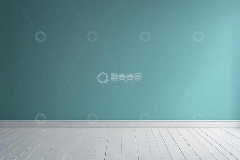 高清大图下载【趣麦麦图】室内浅绿色墙面与白色木地板
