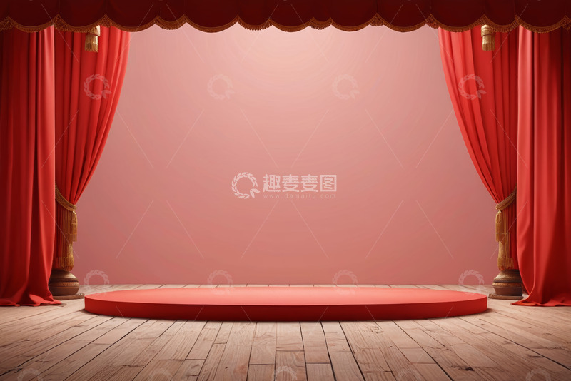 高清大图下载【趣麦麦图】红色幕布舞台背景