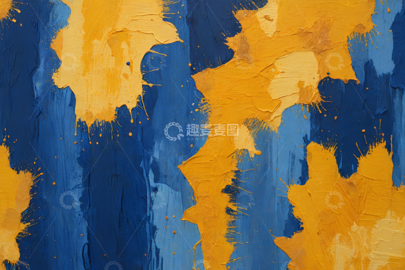 高清大图下载【趣麦麦图】蓝黄撞色油漆艺术纹理
