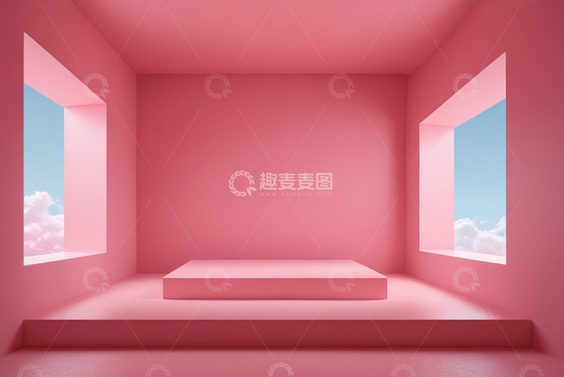 高清大图下载【趣麦麦图】粉色室内展示台场景