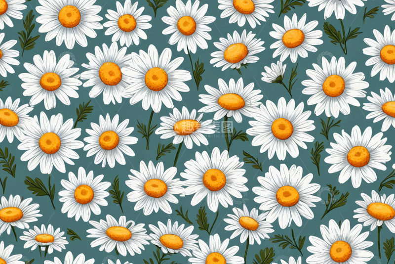 高清大图下载【趣麦麦图】雏菊图案背景素材