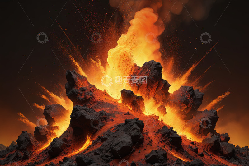高清大图下载【趣麦麦图】火山喷发壮观景象
