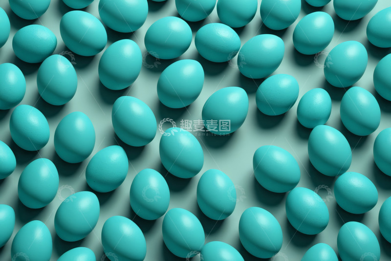 高清大图下载【趣麦麦图】蓝绿色鸡蛋排列素材