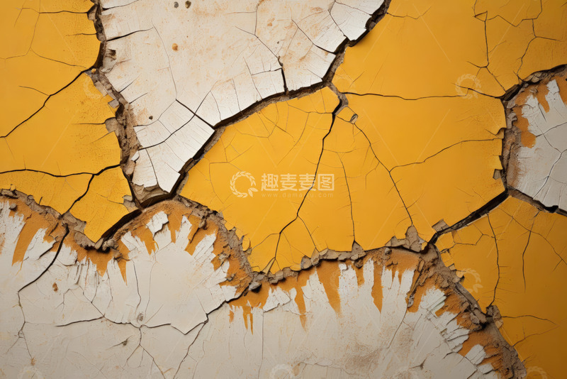 高清大图下载【趣麦麦图】墙面剥落黄色油漆纹理