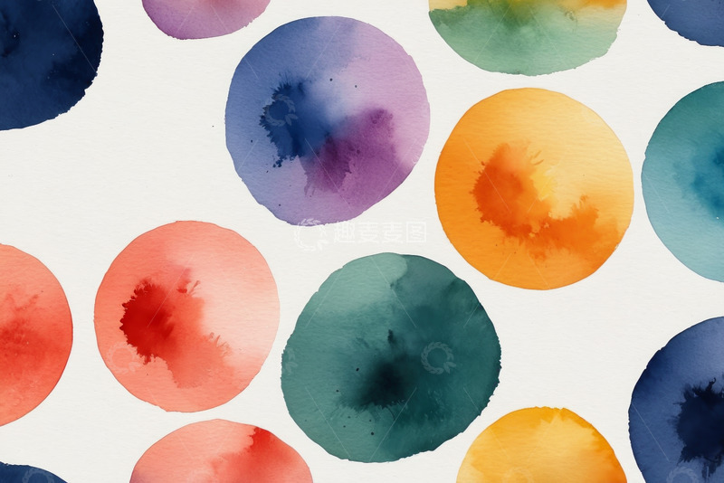 高清大图下载【趣麦麦图】彩色水彩圆点艺术背景