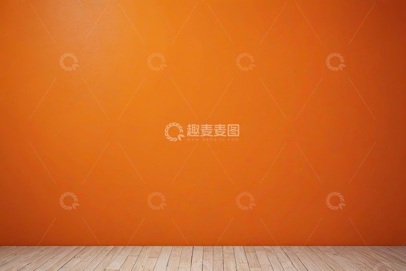 高清大图下载【趣麦麦图】橙色背景木质地板场景