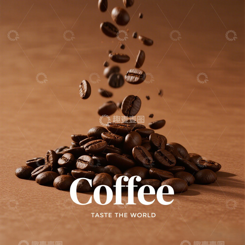 高清大图下载【趣麦麦图】咖啡豆飘落美食摄影