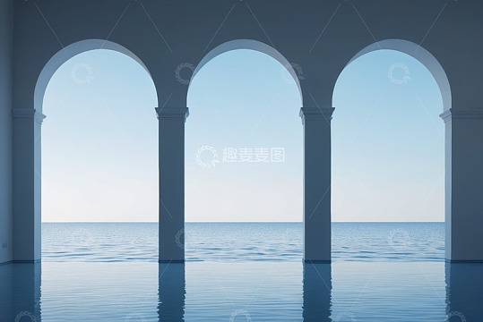 室内拱门海景景观