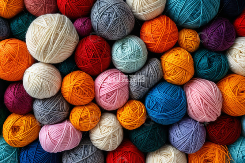 高清大图下载【趣麦麦图】多彩纱线团特写