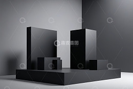 黑色立体几何展示台