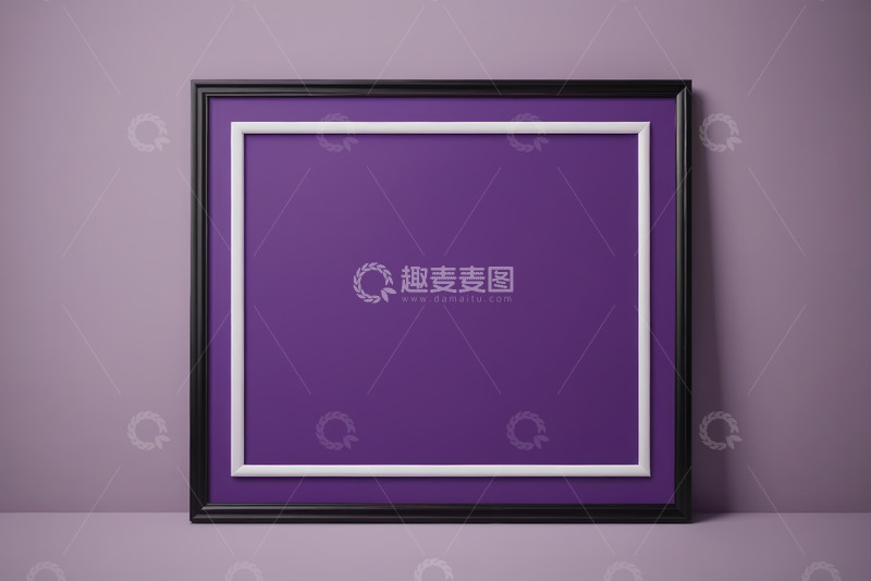 高清大图下载【趣麦麦图】紫色背景黑色框架展示素材