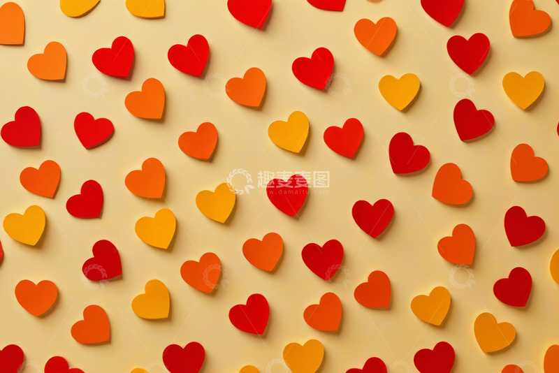 高清大图下载【趣麦麦图】多彩心形图案背景