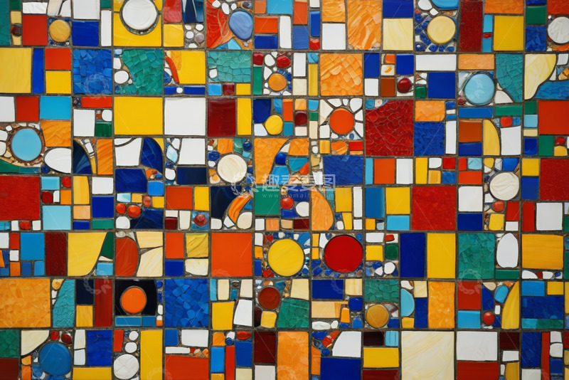 高清大图下载【趣麦麦图】彩色马赛克瓷砖图案素材