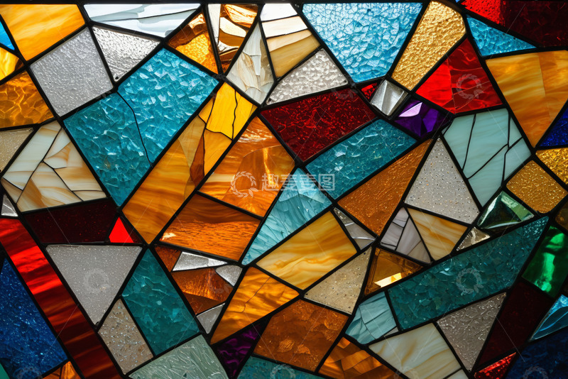 高清大图下载【趣麦麦图】彩色玻璃拼接艺术图案