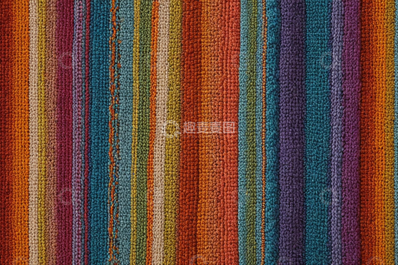 高清大图下载【趣麦麦图】彩色条纹织物纹理特写