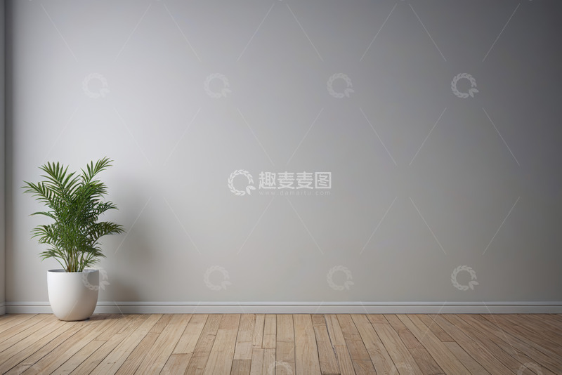 高清大图下载【趣麦麦图】室内角落的绿植与木地板
