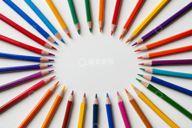 高清大图下载【趣麦麦图】彩色铅笔圆形排列素材