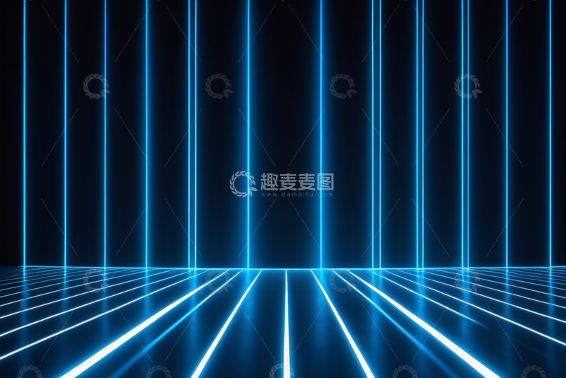 高清大图下载【趣麦麦图】蓝色发光线条科技感背景