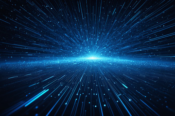 蓝色发光粒子放射背景