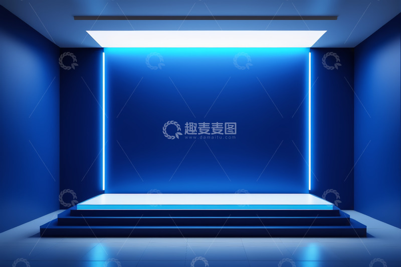 高清大图下载【趣麦麦图】蓝色发光展示空间