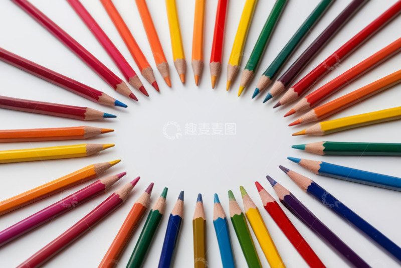 高清大图下载【趣麦麦图】彩色铅笔圆形排列素材