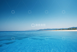 蓝色海洋与沙滩自然景观