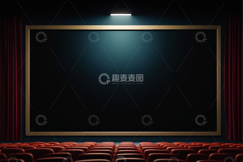高清大图下载【趣麦麦图】电影院空旷座位与大屏幕场景