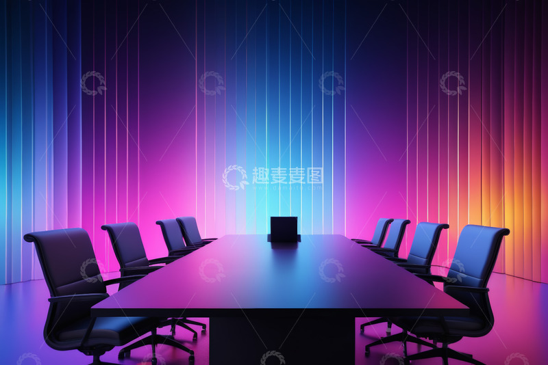 高清大图下载【趣麦麦图】现代会议室多彩背景会议场景