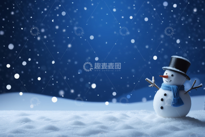 高清大图下载【趣麦麦图】雪天中的可爱雪人