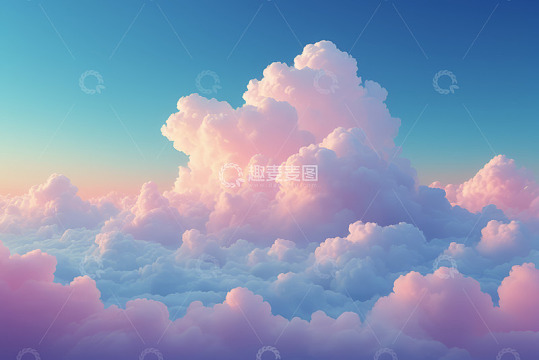 梦幻天空中的蓬松云朵