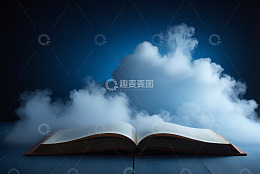翻开的书与升腾的云朵画面